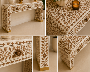 Decorative Natural Wood Inlay <b>Console</b> <b>Table</b> Entryway <b>Desk</b> Premium Hallway Accent Furniture For Living Room Home Decor Furniture - Product Image 2