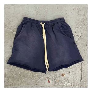 Shorts en coton délavés au soleil de haute qualité couleur lourde vêtements de rue noirs Shorts de gymnastique lavés en détresse Vintage pour hommes - Product Image 2