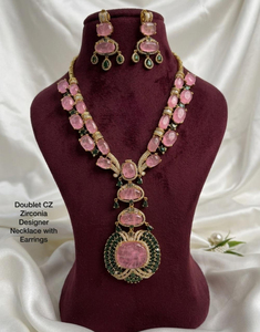 Collier de créateur de qualité supérieure avec de magnifiques boucles d'oreilles, ensemble de bijoux en zircone cubique double CZ, allure luxueuse, parfait pour les occasions de fête - Product Image 4