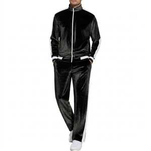 Heavyweight <b>Men</b> <b>Velvet</b> Tracksuit Full Length Zipper Closure Solid Color Casual Jogging Suit Side Pockets Regular Fit Autumnwear - Product Image 6
