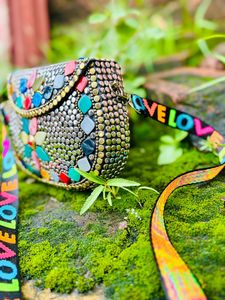 New Arrival Metal Storage Bag Vintage Colorful Stone & <b>Silver</b> Brass Beaded <b>Clutch</b> Bag Chic Embellished Metal Evening Party Purse - Product Image 2