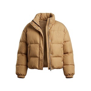 Chaqueta Acolchada para Mujer, Invierno, Cuello Alto, Manga Larga, Relleno de Poliéster Grueso, Resistente al Viento, Color Sólido, Cierre de Cremallera, Corta - Product Image 1