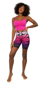 Shorts Activewear Femme Taille Basse Imprimé Floral Séchage Rapide Coton Spandex Coupe Droite Tricoté avec Cordon de Serrage - Product Image 1