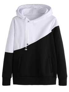 Men's Color Block Hooded Sweatshirt Casual Long Sleeve Pullover <b>Hoodie</b> with Pocket - Product Image 1