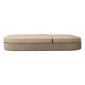 Chaise longue double en teck de qualité supérieure, base courbée cannelée, dossier réglable, fonction de rangement, chaise longue moderne pour l'extérieur - Product Image 3