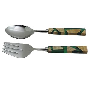 Juego de servidores de ensaladas de resina, madera y acero inoxidable, precio barato para tienda y mercado internacional, venta al por mayor - Product Image 1