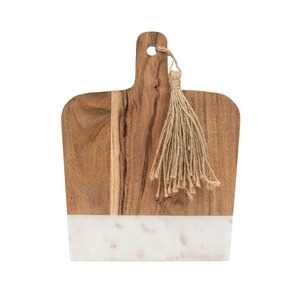 Planches à découper artisanales de haute qualité en bois et marbre, planches à servir rondes en bois d'acacia et marbre, planches à découper pour usage quotidien en cuisine - Product Image 1