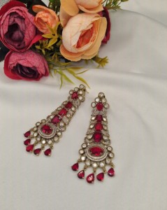 Boucles d'oreilles longues pendantes Kundan, style ethnique indien, pour réceptions, collection de bijoux pour femmes, fabricant - Product Image 3