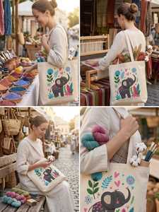 Bolsa de tela con diseño de elefante en oferta, alta demanda - Product Image 3