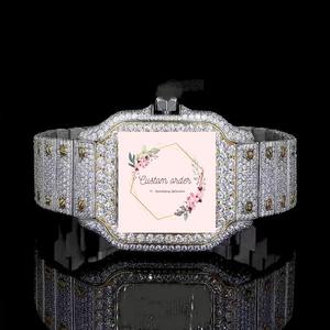 นาฬิกาข้อมือผู้ชายสไตล์ฮิปฮอป ตัวเรือนสแตนเลสสตีลทรงเหลี่ยม ระบบอัตโนมัติ ประดับเพชรโมอิสซาไนต์เจียระไนแบบบริลเลียนท์ ขนาด 20 มม. กระจกแซฟไฟร์ กันน้ำ - Product Image 1