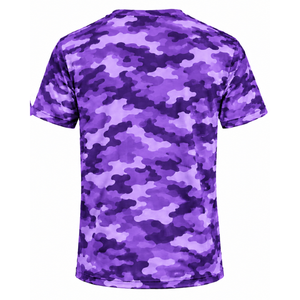 Custom <b>Purple</b> Camo T <b>Shirt</b> Men Short Sleeve Crew Neck Camouflage Print Sports Training Fitness Gym Workout Performance Athletic - Product Image 2