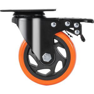 Set di 4 Ruote Girevoli da 4 Pollici, Capacità di Carico 350 Libbre, Silenziose, con Ruote in PVC e Blocco di Sicurezza A/B - Product Image 6