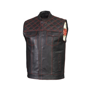 Gilet en cuir sur mesure pour homme, col montant, pour usage extérieur, vente en gros - Product Image 1
