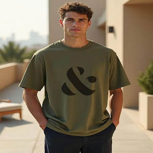 2025 été à la mode hommes surdimensionné imprimé T-Shirt tout match haut décontracté longue lettre tricoté Base grande taille 180 grammes lourd - Product Image 4