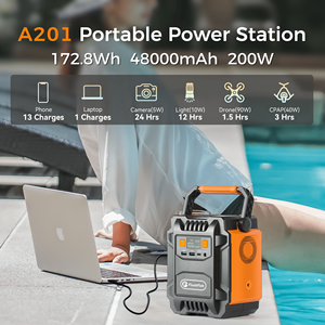 สถานีไฟฟ้าพกพา 200W (สูงสุด 400W) ความจุ 172.8Wh แบตเตอรี่ลิเธียมสำรอง พร้อมเต้ารับ AC พอร์ต DC USB QC3.0 และช่องรับพลังงานแสงอาทิตย์ - Product Image 2