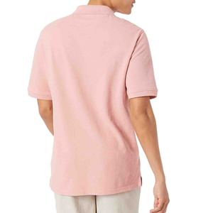 เสื้อโปโลผู้ชายสีชมพู ผ้าโพลีเอสเตอร์ แขนสั้น สีพื้น สวมใส่สบาย ระบายอากาศได้ดี ทรงปกติ แห้งเร็ว น้ำหนัก 220 กรัม - Product Image 2