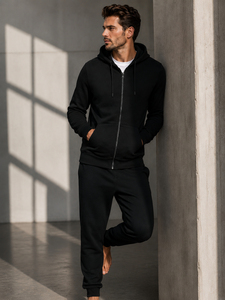 Sweat à capuche zippé moderne pour homme en polaire, idéal pour l'automne : superposition élégante, texture douce, chaleur et confort fiable pour les saisons changeantes - Product Image 5