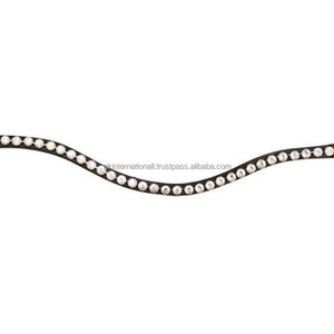 Bandeau de dressage en cuir véritable Bling avec cristaux naturels et strass, logo personnalisé, bandeau de course équestre, vente, exportateurs - Product Image 2