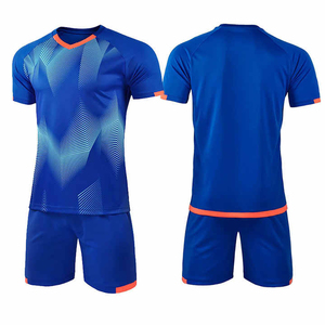 Conjunto de Camiseta de Fútbol Sublimada con Diseño Geométrico Azul para Hombre, Uniforme de Manga Corta que Absorbe la Humedad, Ropa Deportiva para Adultos para Todas las Temporadas - Product Image 1