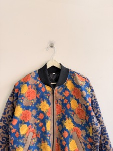Bohemian Silk Satin Oversize Bomber Zipper <b>Jacket</b> Vintage Handmade Sari <b>Jacket</b> - Product Image 2
