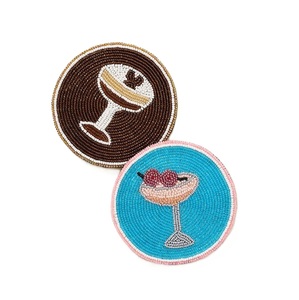Colorful Seed Bead Embroidered Drink Coasters For Dining Tables Decorative Handmade Beaded Coasters With Premium Seed Bead - Product Image 5
