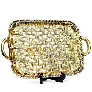 Bandeja de Servicio de Té de Aluminio Decorativa Abstracta de Primera Calidad, Diseño Moderno, Ideal para Cumpleaños, Bautizos, Navidad, Pascua - Product Image 1