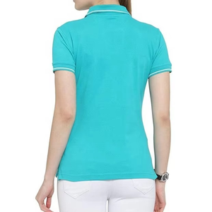 Camiseta Polo de Manga Corta para Mujer, Color Sólido, Cuello en Contraste, Botones, Top Informal de Punto, Logotipo Personalizado - Product Image 6