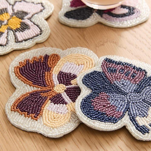 Premium <b>Seed</b> Beads Embroidery Coaster For Coffee Table Use Elegant Handcrafted Beaded Coaster For Dining Room Decor - Product Image 3