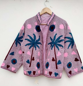 <b>jacket</b> Suzani Embroidered Knitted Reversible Bomber <b>Jacket</b> <b>Hippie</b> Style Autumn Winter Breathable - Product Image 2