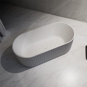 Bañera independiente de lujo con acabado de seda satinada blanca <span class=keywords><strong>ostra</strong></span> moderna, bañera de 1,5 m con escurridor, diseño acrílico ovalado para hoteles - Product Image 3