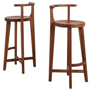 Tabouret de bar en bois massif de qualité supérieure avec structure en bois robuste, chaise de comptoir moderne pour îlot de cuisine, bar à domicile, café, restaurant - Product Image 2
