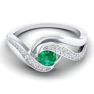 REYES Luxurious GRA Certified Moissanite with Emerald Gemstone <b>Ring</b> in 925 Sterling Silver Everyday Wear Birthstone <b>Rings</b> - Product Image 1