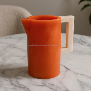 Carafe à eau en résine époxy faite à la main, design marbre, poignée carrée, pour la décoration de la maison et de la cuisine, vente chaude - Product Image 1