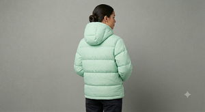 Blouson matelassé unisexe vert menthe uni avec logo personnalisé, fermeture éclair, capuche, alternative au duvet, vêtement d'extérieur décontracté pour l'hiver - Product Image 4