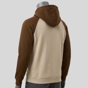 Men's Two Tone <b>Fleece</b> Hoodie | Cream <b>Brown</b> Pullover Sweatshirt | Warm Winter Outdoor Hoodie | Cozy Gift for Him Husband - Product Image 2