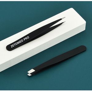 Pinzas Clásicas para Cejas al por Mayor de Fábrica, 4 Estilos, Inclinadas y Puntiagudas, de Acero Inoxidable Negro - Product Image 3