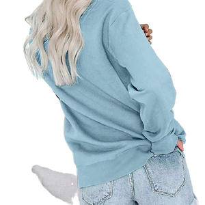 Sweat-shirt pour femme en tricot, style streetwear décontracté, avec poches sur le devant, épaules tombantes, respirant, écologique - Product Image 3