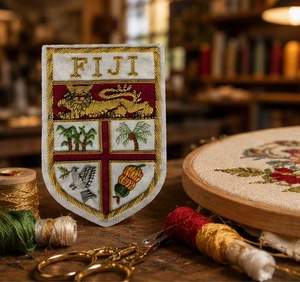 FIJI High Quality Lace Embroidered Patch <b>Sew</b>-On Fabric Badge Circular Luxury Design for Garment - Product Image 2
