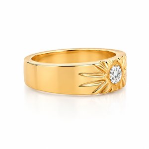 Anillo de Moissanita para el Día de San Valentín, Oro Amarillo de 10K con baño de plata, Corte Brillante Redondo, Diseño de Estrella, Anillo para Hombre - Product Image 5