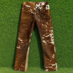 Pantalon de moto en cuir véritable pour homme, coupe ample, construction robuste en cuir de vachette, sur mesure, vêtements en cuir - Product Image 5