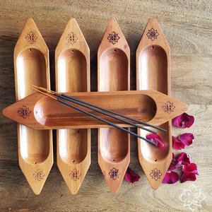 Support à bâtonnets d'encens en bois naturel, fait main, en forme de bateau, pour la méditation et la relaxation, vente en gros - Product Image 6