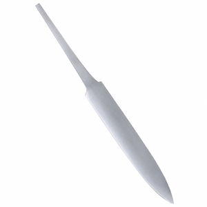 Hoja de cuchillo con punta de lanza en acabado satinado plateado, con espiga estrecha y delgada para la creación de mangos personalizados y proyectos de cuchillos DIY. - Product Image 1