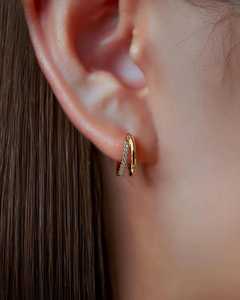 Pendientes de Aro con Diamantes Cultivados en Laboratorio, Corte Redondo, Oro Sólido de 14K, Joyería Fina Minimalista para Mujer, Regalo de Boda - Product Image 2