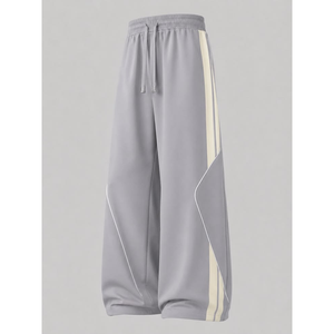 Pantalon de survêtement pour homme à taille élastique avec bandes latérales blanches, décontracté, en polyester mi-lourd, pour l'automne - Product Image 5