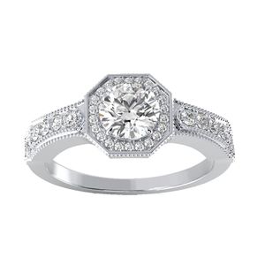 แหวนหมั้นเพชรทรงกลม RITZIN ดีไซน์น่ารัก ประดับเพชรแล็บโกรว์ พร้อมดีเทลวงแหวนสำหรับผู้หญิง - Product Image 1