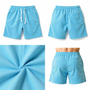 Pantalones Cortos de Forro Polar para Hombre – Pantalones Cortos con Cordón Ajustable en la Cintura y Logotipo Personalizado – Pantalones Cortos Deportivos Cómodos de Mezcla de Algodón con Cintura Elástica - Product Image 2