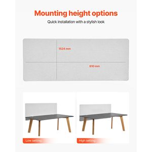 Divisorio Moderno per Scrivania da Ufficio in PET 60" x 24" con Morsetto, Separatore per Privacy per Postazioni di Lavoro - Product Image 4
