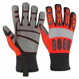 Synthetic Leather Back Four-way With Foam <b>Lamination</b> Neoprene Cuff Impact Resistant Mechanic Gloves Customized Logo - Product Image 5