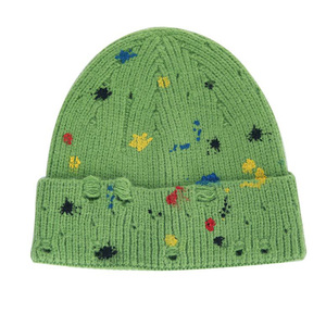 Cold weather beanie jacquard distressed knitted hat soft stretch fabric <b>winter</b> <b>cap</b> textured pattern casual streetwear for sale - Product Image 4