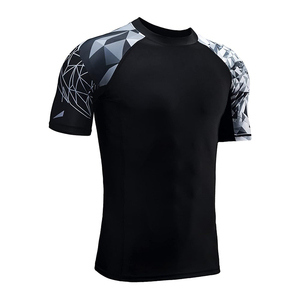 Wholesale Slim Fit Knitted Compression Shirt for Men Fitness Running Moisture Control Workout Wear Compression Shirts - Product Image 3